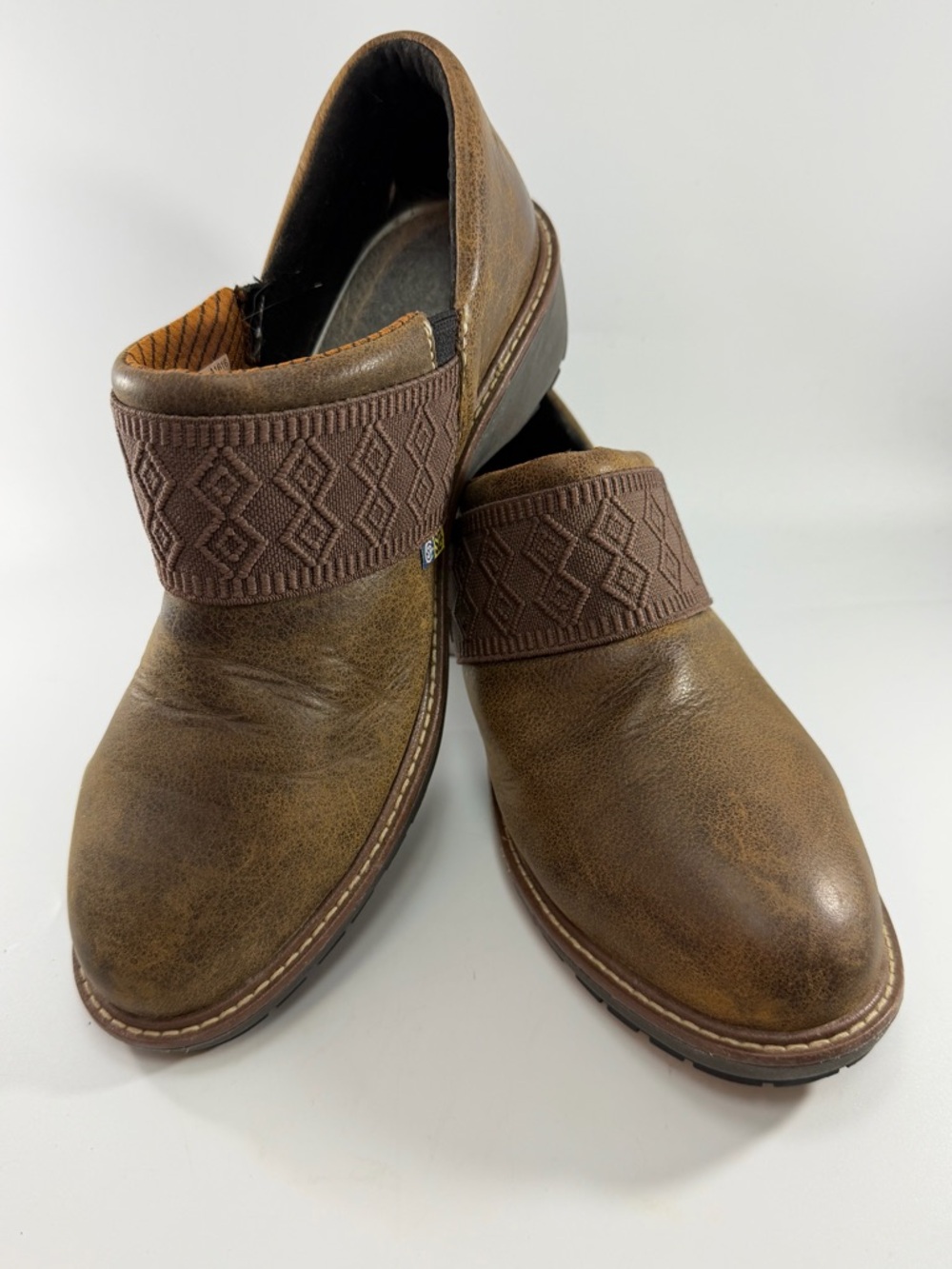 Timberland Pro436 Brown Leather Alloy Tip Shoes Slip On Work Clogs Womens 8.5